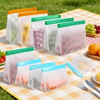 Pochette de rangement pour aliments en Peva Sandwich réutilisable et étanche avec fermeture éclair Sac pour congélateur Passe au lave-vaisselle avec logo personnalisé