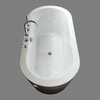 Baignoire autoportante moderne en acrylique blanc avec fonction bain à remous, design portable pour hôtels et salles de bain, avec drain inclus