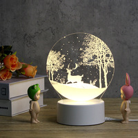 Lampes LED Illusion 3D Créatives, Mini Lampe de Table/Bureau LED en Acrylique Chaude pour Décoration, Veilleuses