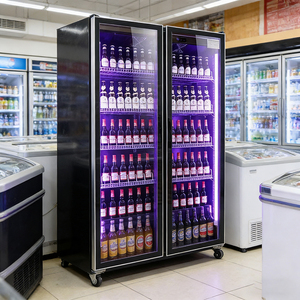 Réfrigérateur à double porte avec refroidissement par air, vitrine pour boissons, étagères réglables, réfrigérateur à vin et bière, distributeur d'alcool en libre-service - Product Image 3