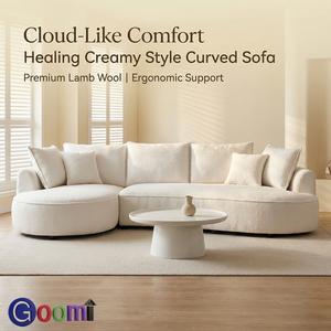 Conjunto de Sofás Modernos Minimalistas em Tecido Chenille Curvado, Sofá Estofado Macio e Confortável para Área de Espera de Hotel - Product Image 2
