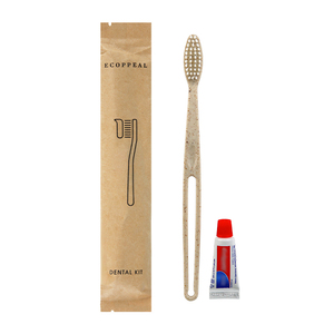 Imballaggio ecologico della carta Kraft spazzolino da denti biodegradabile della paglia del grano spazzolino da denti usa e getta dentifricio <span class=keywords><strong>Kit</strong></span> dentale dell'hotel - Product Image 1