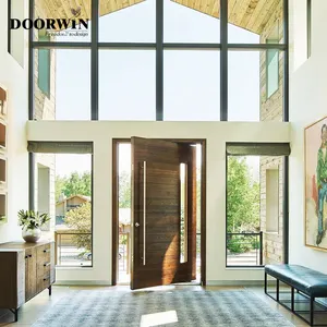 Doorwin Aluminum Frame Glass Swing Door Washington Flat Exterior Door For House Soundproof Wooden Entrance Door