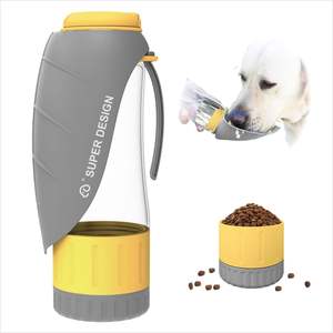 Botella de Agua para Perros con Contenedor de Comida, Diseño Superior, Portátil, a Prueba de Fugas, Tazón de Viaje para Mascotas, Gris Amarillo - Product Image 1