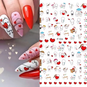 Pegatinas de Uñas con Diseño de Corazón de Amor de <span class=keywords><strong>San</strong></span> Valentín, Letras de Enamorados, Flores, Diente de León, Calcomanías de Agua, Tiras Geométricas, Deslizadores para <span class=keywords><strong>Manicura</strong></span> - Product Image 2