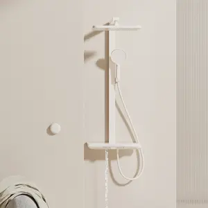 Unique white brass rainfall shower head faucet system thermostatic showers bathroom smart shower