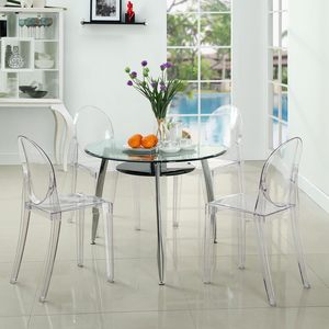 Sedia Ghost Moderna in Acrilico Impilabile per Cucina e Sala da Pranzo, Modello <span class=keywords><strong>Casper</strong></span> Completamente Assemblato - Product Image 1