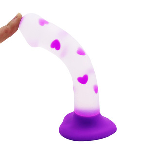 BANSEY Dildo de Gelatina Luminoso Corazón Púrpura, Plug Anal Flexible Realista con Ventosa, Juguete Sexual Novedoso para Parejas Adultas - Product Image 3