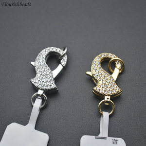 Kích Thước Nhỏ Brass Kim Loại CZ Lát Cá Hình Dạng Vàng Bạc Mạ Tôm Hùm Móc Cho Phụ Nữ Người Đàn Ông Trang Sức Vòng Cổ Vòng Đeo Tay Làm - Product Image 2