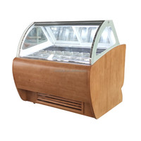 Vitrine Réfrigérée Italienne à Gelato, 2 Portes, Température Unique, pour Présentation de Crèmes Glacées et Cornets