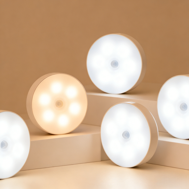 Motion Sensor Color Changing LED Night Light Bed Lamp with ABS USB Power Modern Design Small DIY White Shade