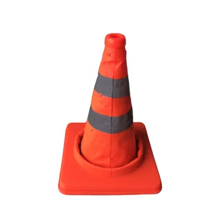 Reflective Collapsible Traffic Safety Cones With LED Top Light