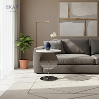 Meubles EKAR |   Marbre Moderne Eclipse &amp;   Table d'appoint géométrique chromée sur piétement