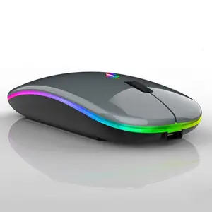 Mouse nirkabel ergonomis 2.4Ghz, mouse komputer dapat diisi ulang