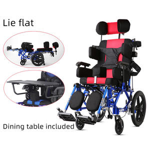 Kursi Roda Manual Multifungsi yang Dapat Disesuaikan untuk Anak Cerebral Palsy dengan Fungsi Miring untuk Usia 2~12 Tahun dengan Meja Makan - Product Image 3