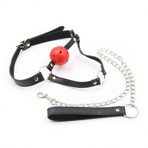 ที่ปิดปากลูกแบบแข็งสำหรับเทรนเนอร์พร้อมโซ่สายจูงแบบปรับได้อุปกรณ์ทาสและอุปกรณ์ทางเพศสำหรับผู้ใหญ่ - Product Image 2