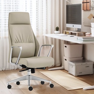 Silla <span class=keywords><strong>de</strong></span> Oficina Ergonómica <span class=keywords><strong>de</strong></span> Cuero para el Hogar, Silla Giratoria <span class=keywords><strong>de</strong></span> Aluminio con Respaldo Medio y Reposabrazos Ajustables - Product Image 3