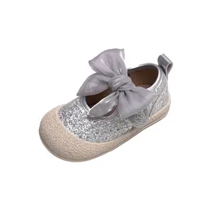 "Star of the Grand Event" Girl Princess Sequin Shoes Evening Shoes Flowing Light Bow Knot Fashionable