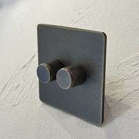 Interrupteur mural à variateur de lumière et ventilateur Thyristor 300W 250V, style rétro de luxe, cadre en acier inoxydable bronze vert, norme britannique, pour maison et bureau