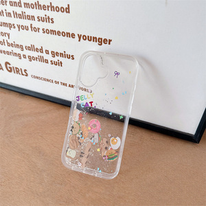 Ins thiết kế sáng tạo Croissant Donut trượt lỏng QuickSand trường hợp đối với <span class=keywords><strong>iPhone</strong></span> 16 15Promax bảo vệ chống sốc di động - Product Image 6