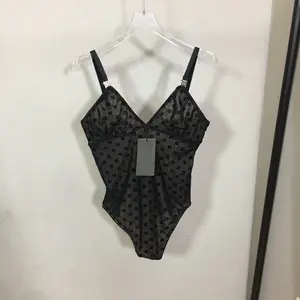 2020 새로운 스타일 Flounce Flocking Swimdress 편지 섹시한 짧은 여성 비키니