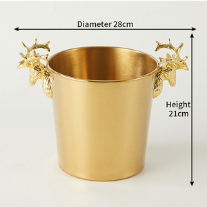 맞춤형 사슴 아이스 버킷 5L 샴페인 버킷 쿨러 맥주병 홀더 바용 황동 럭셔리 골드 메탈 실버 아이스 버킷 - Product Image 5
