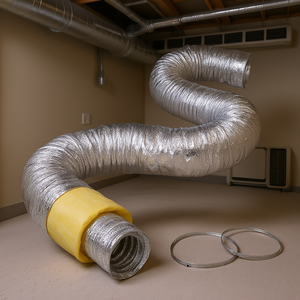 Tuyau flexible isolé en aluminium de 6 pouces x 25 pieds avec colliers de fixation pour système de séchage HVAC - Product Image 2