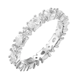 Custom D Colour Moissanite Oval Diamond Wedding Ring 18k Gold Plated Eternity Band Rings For Women