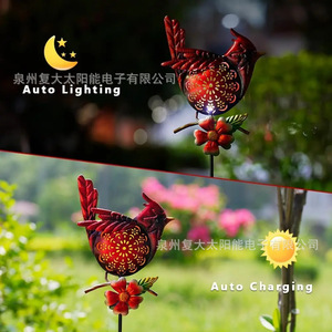 ไฟสวนรูปนกฮัมมิงเบิร์ดสีแดงพลังงานแสงอาทิตย์ 92 ซม. พร้อมเสาโลหะ ตกแต่งภายนอกอาคาร ไฟ LED กันน้ำ - Product Image 5