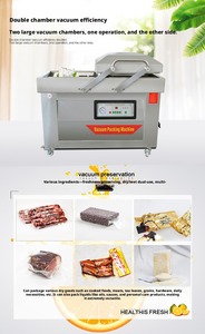 เครื่องซีลสูญญากาศแบบสองห้อง เครื่องบรรจุภัณฑ์อาหารสแตนเลส 220V กึ่งอัตโนมัติ มัลติฟังก์ชั่น - Product Image 1