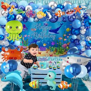Decoraciones para Fiesta Bajo el Mar, Artículos para Fiesta <span class=keywords><strong>de</strong></span> <span class=keywords><strong>Cumpleaños</strong></span> con Temática Oceánica, Fondo, Guirnaldas <span class=keywords><strong>de</strong></span> Burbujas, Fiesta <span class=keywords><strong>de</strong></span> Baby Shower - Product Image 3