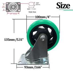 Grüne tragende Handwagen PVC-Wagen Klappbare Lenk rollen Set 3 ''4" 5 Zoll Hochleistungs-Lenkrad für Generator - Product Image 3