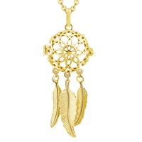 Collier plaqué or avec pendentif attrape-rêves pour femme, bijoux d'aromathérapie, huile essentielle, pierre de lave, perles et cage