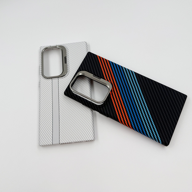 Luxury Ultra Thin Carbon Fiber Texture Magnetic Phone Case for Samsung S25 S24 S23 Ultra Hard PC Cover with Metal Camera Frame