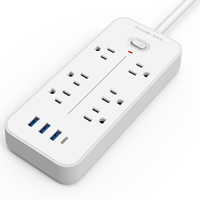 Prise d'extension industrielle de haute qualité multiprise 6 prises Ports USB type-c IP21 évalué 1050J Protection contre les surtensions câble de 1.5m