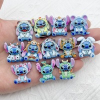 Dibujos animados azul brillante Alien Fangtooth Diy accesorios de resina caja de teléfono basura encantos cadena colgante decoraciones suministros