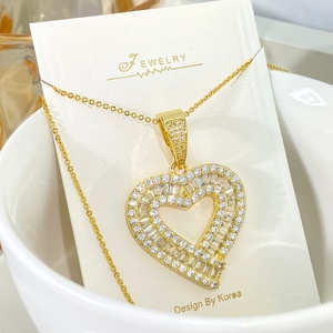 Collar con Colgante de Corazón Moderno, Chapado en Oro de 18K, con Circonitas Cúbicas Baguette, para Chicas y Mujeres - Product Image 2
