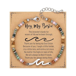 Nuovo Arrivo <span class=keywords><strong>Bracciale</strong></span> da Donna con Chiusura a Moschettone a Croce in Acciaio Inossidabile con Perline da 4mm, Gioiello Regalo per la Famiglia - Product Image 4