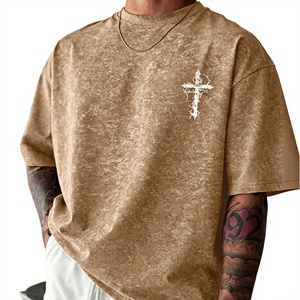 เสื้อยืดผู้ชายไซส์ใหญ่พิมพ์ลายกากบาท แขนสั้น สไตล์สตรีท คอกลม ผ้าเจอร์ซีย์คอตตอน - Product Image 1