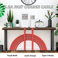 Kabel Charger Cepat One Plus 6.5A Tipe-C dengan Pelindung Foil untuk Ponsel dan Kamera