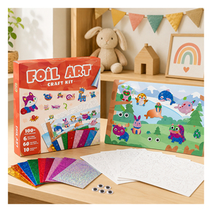 Ocean Animal DIY Foil Art <b>Set</b> Sparkling Transfer Cards Undersea Scene Learning Craft Activity Holiday Gift For <b>Kids</b> - Product Image 1