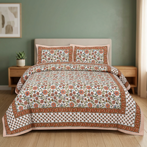 Hand <b>Quilted</b> 100 % Cotton Hand Block Printed Reversible Quilt Jaipur Rajai Bedding <b>Throw</b> Stylish Quilts At Factory Price - Product Image 3