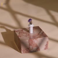 Ornements d'art en marbre rose Calacatta YUSHI, pierre naturelle carrée, moderne, imperméable, décoration de villa et de maison avec 1 an de garantie