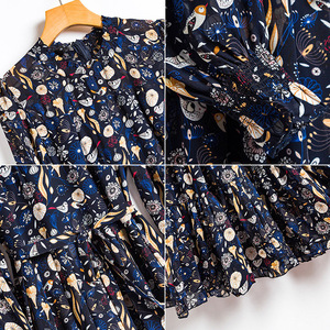 Vestido de princesa de manga larga con estampado floral para mujer, talla grande, informal, maxi vestido con diseño de lazo, adelgazante y que oculta la barriga - Product Image 4