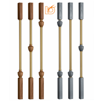 Balustre d'escalier carré décoré de style moderne minimaliste, de haute qualité, en bois et cuivre, 35 mm, pour rampe intérieure