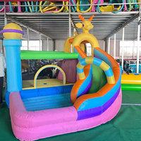 Château gonflable commercial d'extérieur pour enfants avec toboggan facile à installer, en tissu Oxford, capacité 500 kg, thème animaux et dinosaures, personnalisable