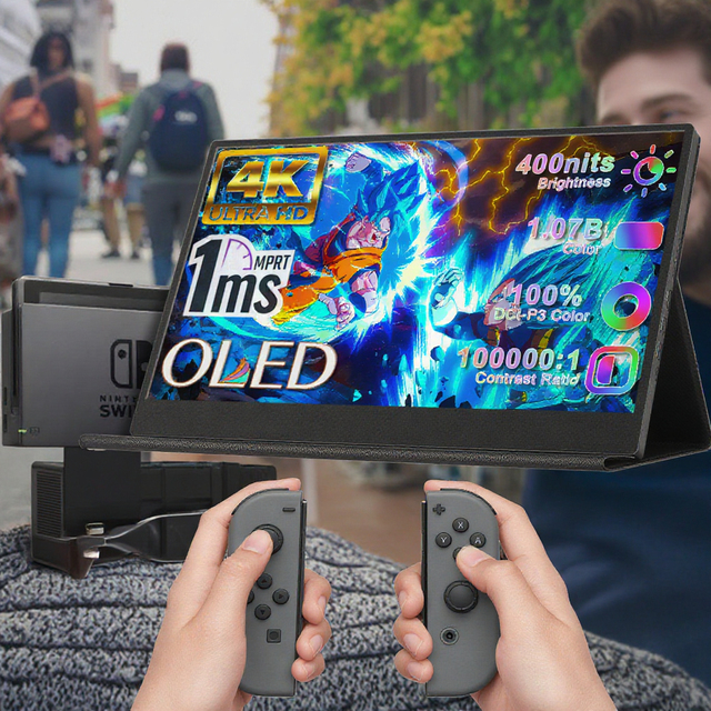 SIBOLAN 13.3\" Portable OLED IPS Monitor with 4K 10-Point Multi-Touch HDR SRGB 100% Dual USB-C HD for Laptop Mac Phone & PS5