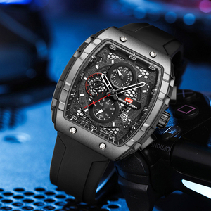 Luxury Gold Barrel <b>Case</b> Mens Watch Multi-Function Chronograph Quartz Wristwatch with Date - Product Image 2