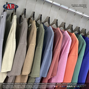 고품질 100% 면 기본 아이템 250G 18컬러 빈티지 워싱 커스텀 반팔 티셔츠 - Product Image 5