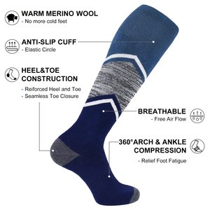 <span class=keywords><strong>Chaussettes</strong></span> respirantes thermiques hautes en laine mérinos pour hommes et femmes - Product Image 3